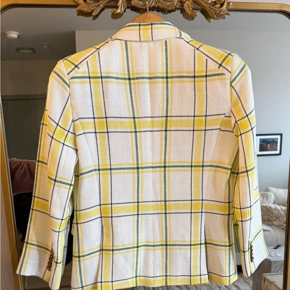 Veronica Beard VB Schoolboy Yellow + Green Plaid Dickey Jacket Blazer 6 - Picture 3 of 11